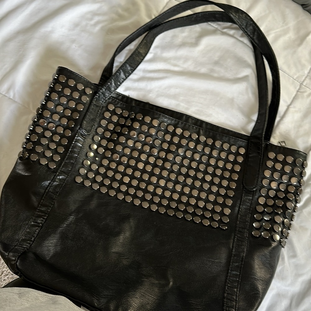 Studded Black Tote